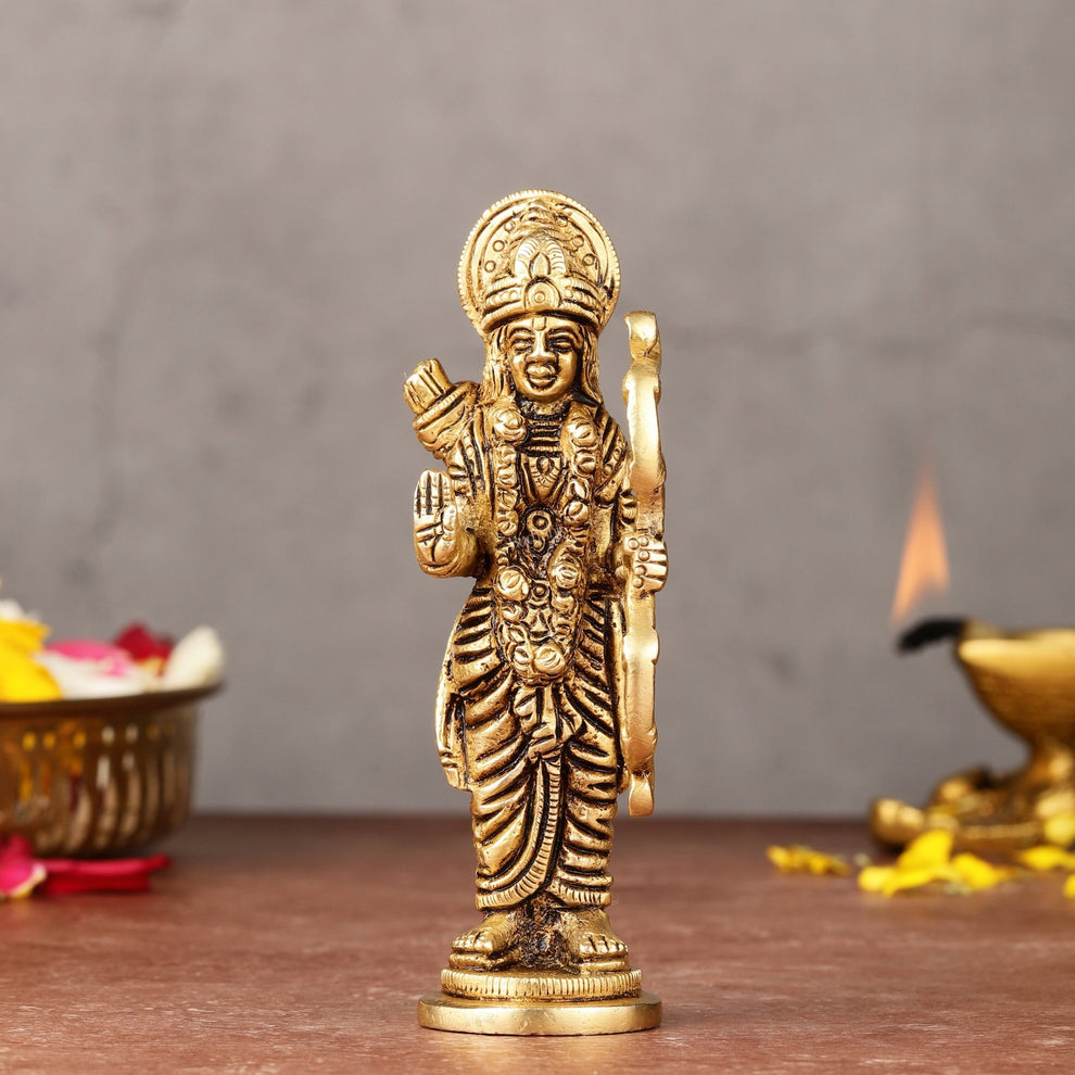 Brass Lord Rama idol 4.5 inch – Budhshiv.com