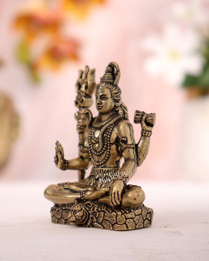 Brass Lord Shiva blessing idol 2" miniature - Budhshiv.com