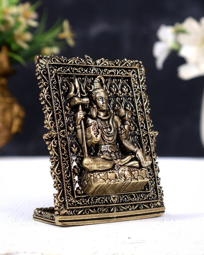 Brass Lord Shiva Car Dashboard Idol | Mini Mahadev Statue for Car, Home & Office - Budhshiv.com