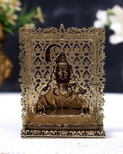 Brass Lord Shiva Face Bust Car Dashboard Idol | Mahadev Mukhalinga Statue for Car, Home & Office - Budhshiv.com