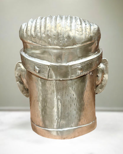 Brass Lord Shiva Face Mukhalingam – 11 inch silver plated - Budhshiv.com