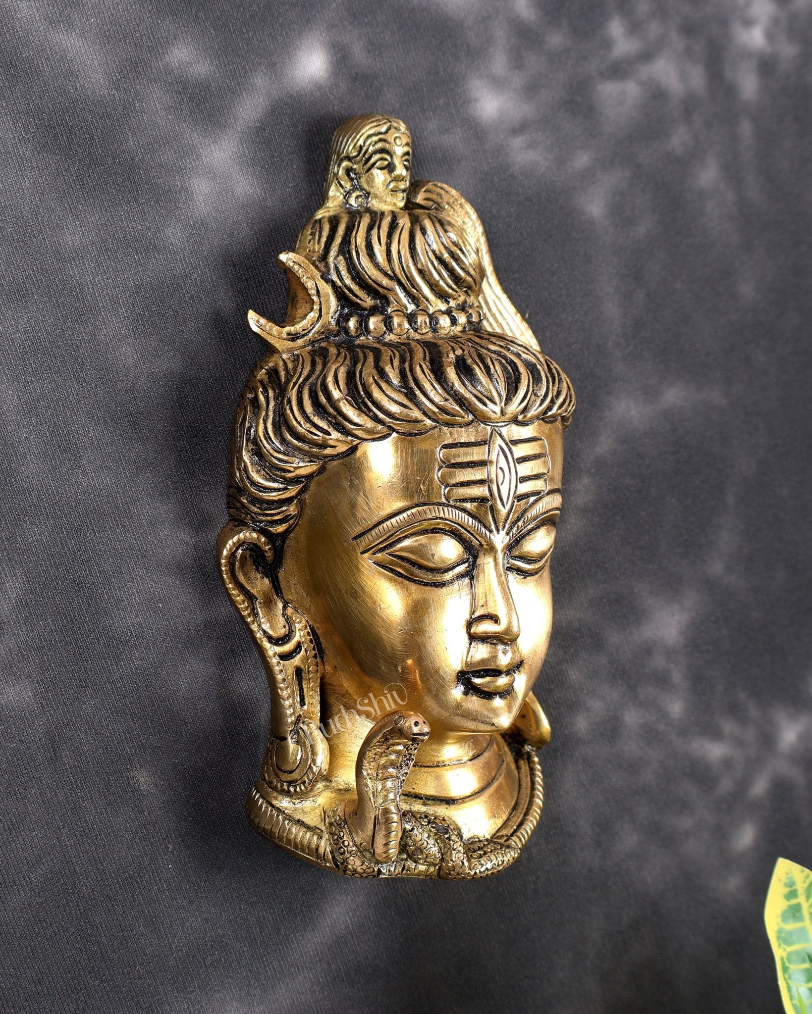 Brass Lord Shiva Face Wall Hanging – High-Quality Handcrafted Spiritual Wall Décor 6 inch - Budhshiv.com