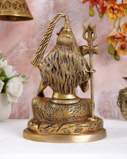 Brass Lord Shiva Idol – Highly Detailed Handcrafted Divine Statue (9.5"/24 cm) - Budhshiv.com