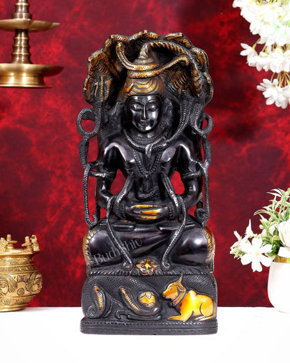 Brass Lord Shiva in Meditation Statue - 14.5 inch - Budhshiv.com