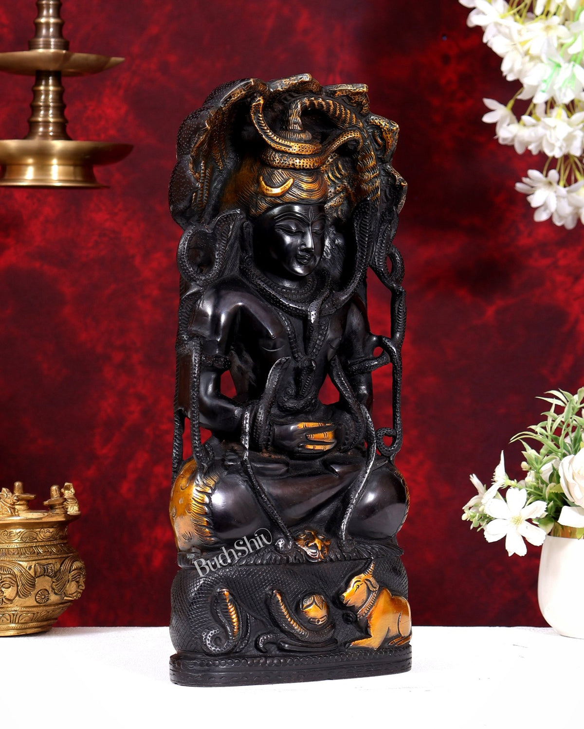 Brass Lord Shiva in Meditation Statue - 14.5 inch - Budhshiv.com