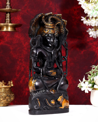 Brass Lord Shiva in Meditation Statue - 14.5 inch - Budhshiv.com