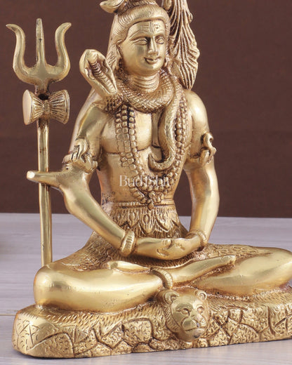 Brass Lord Shiva in Meditation Statue 8" - Budhshiv.com