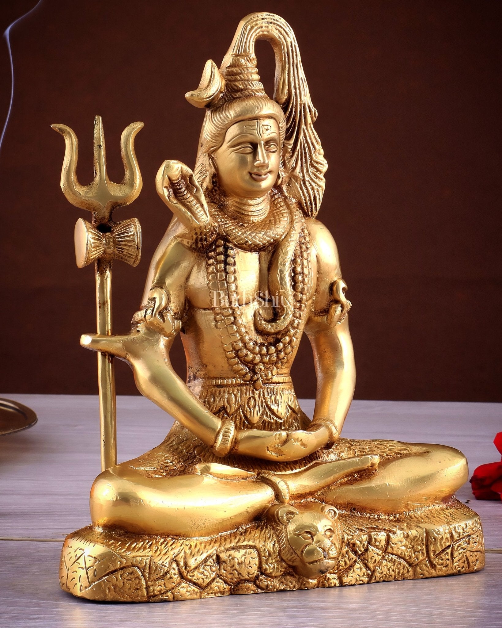 Brass Lord Shiva in Meditation Statue 8" - Budhshiv.com
