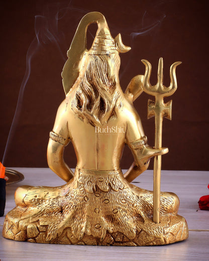 Brass Lord Shiva in Meditation Statue 8" - Budhshiv.com