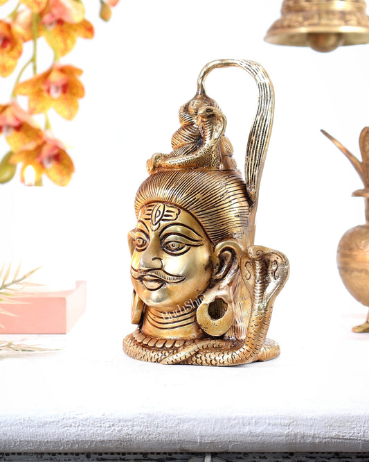 Brass Lord Shiva mahakaal 7 inch mukhalingam face statue - Budhshiv.com