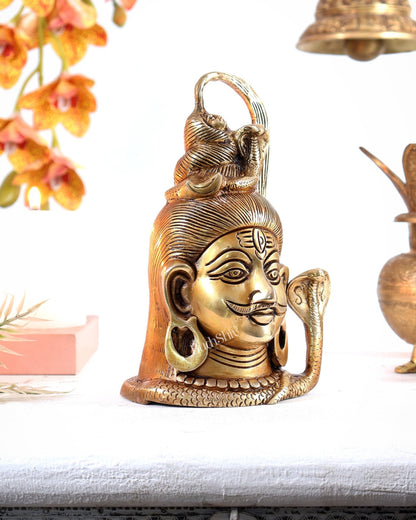 Brass Lord Shiva mahakaal 7 inch mukhalingam face statue - Budhshiv.com