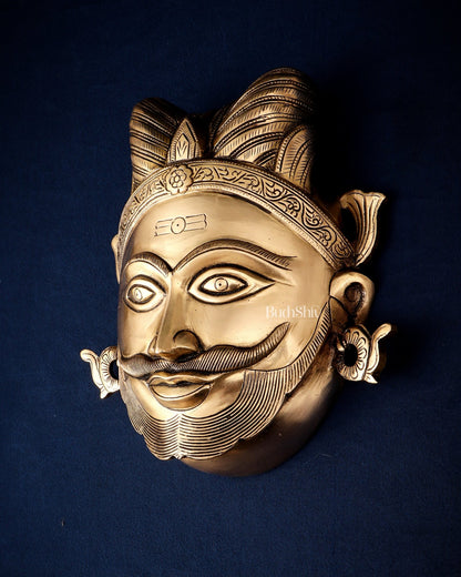 Brass Lord Shiva Mahakaal Face Wall Hanging – The Supreme Bhairava 8.5" - Budhshiv.com