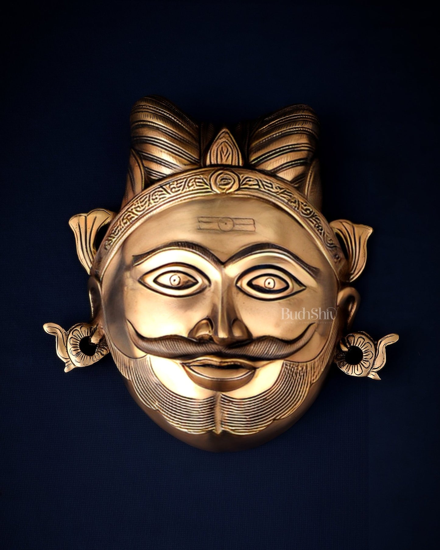 Brass Lord Shiva Mahakaal Face Wall Hanging – The Supreme Bhairava 8.5" - Budhshiv.com