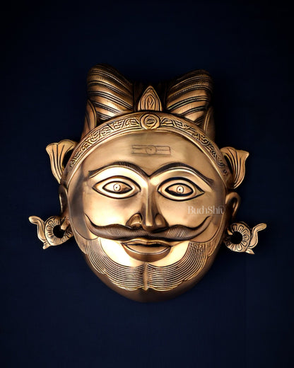 Brass Lord Shiva Mahakaal Face Wall Hanging – The Supreme Bhairava 8.5" - Budhshiv.com