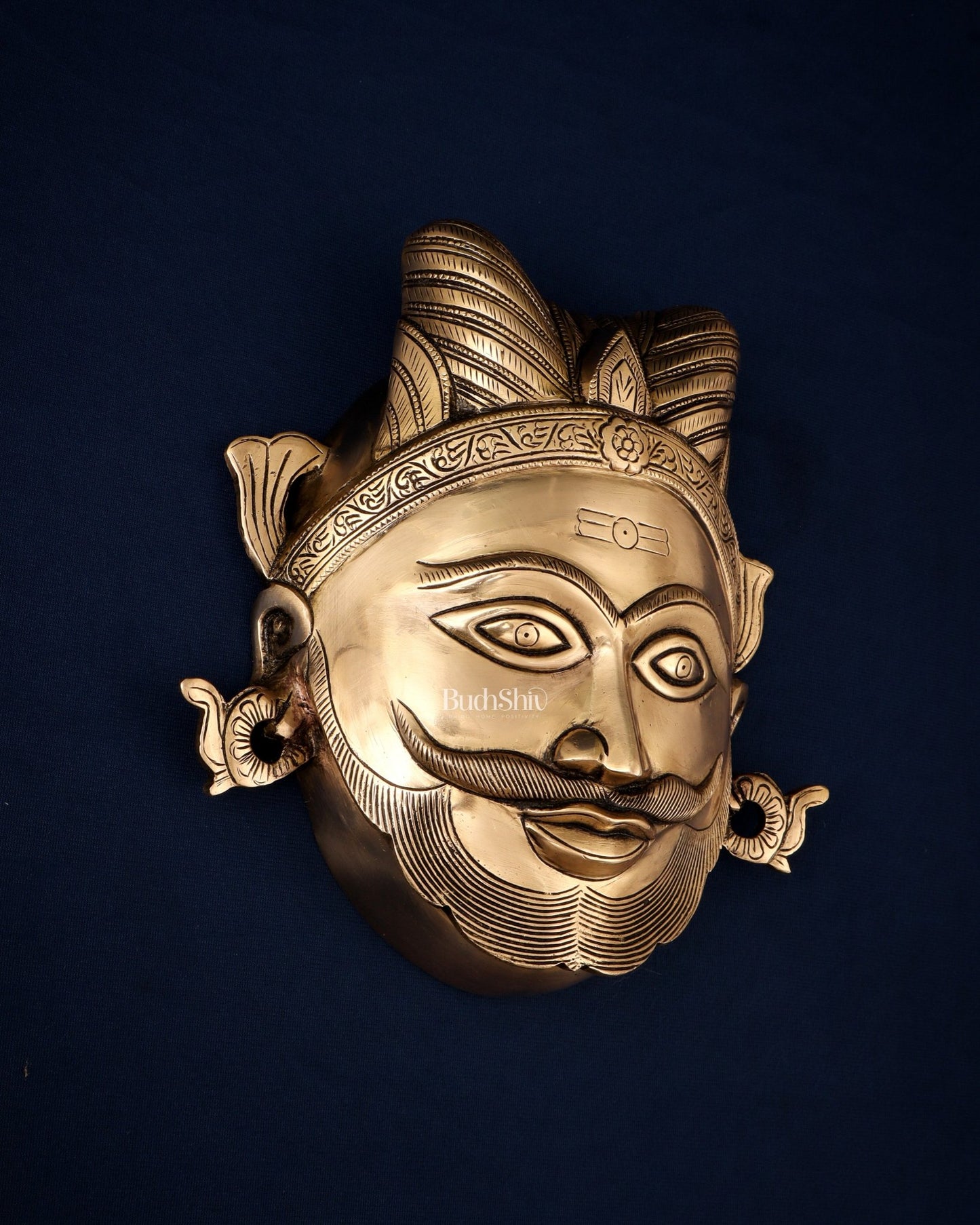 Brass Lord Shiva Mahakaal Face Wall Hanging – The Supreme Bhairava 8.5" - Budhshiv.com
