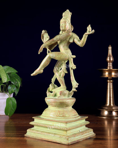 Brass Lord Shiva Nataraja Dancing Ananda Tandava Statue | Cosmic Dance Sculpture 13.5" - Budhshiv.com