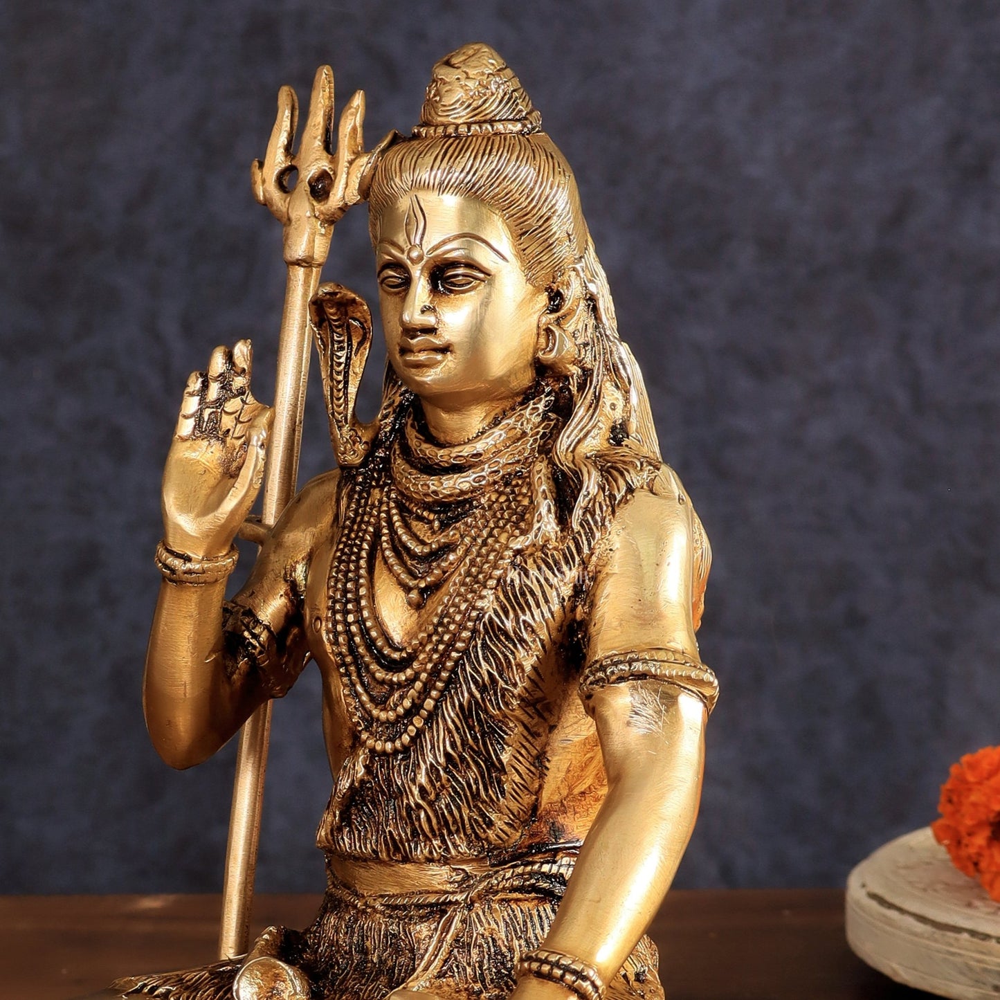 Brass Lord Shiva Statue | 10" enhanced carvings - Budhshiv.com