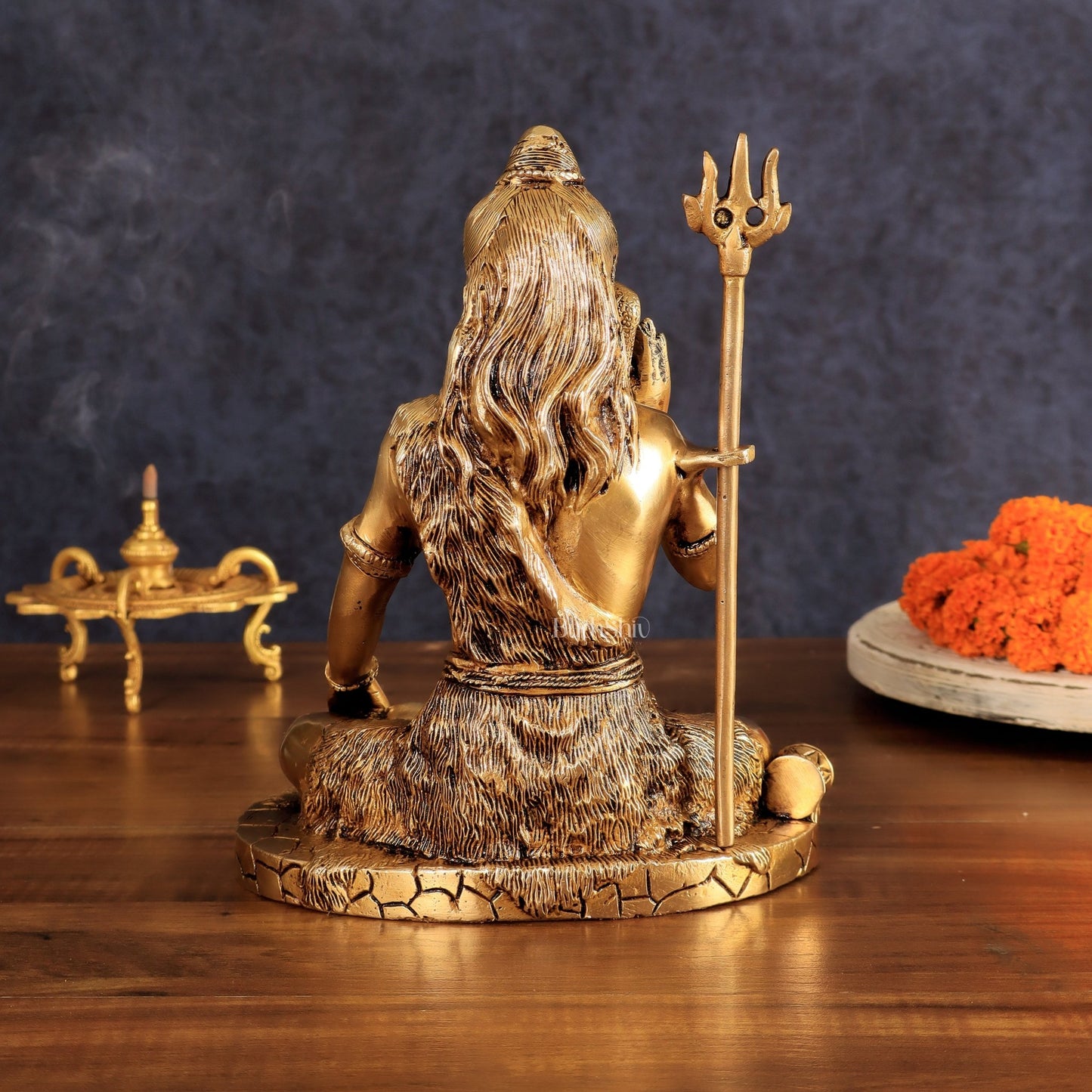 Brass Lord Shiva Statue | 10" enhanced carvings - Budhshiv.com
