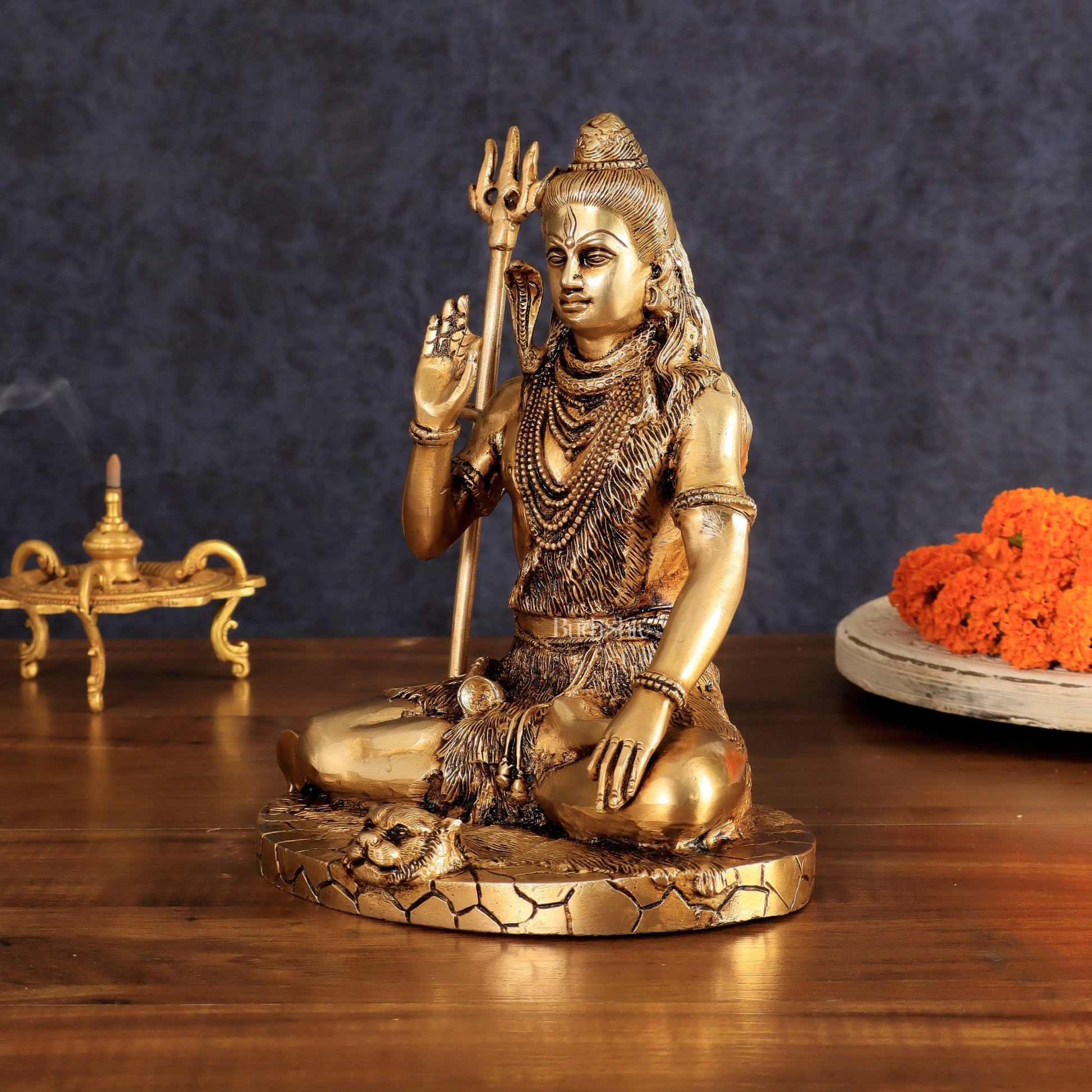 Brass Lord Shiva Statue | 10" enhanced carvings - Budhshiv.com