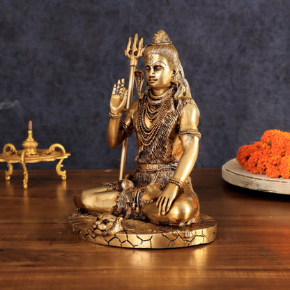 Brass Lord Shiva Statue | 10" enhanced carvings - Budhshiv.com