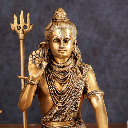 Brass Lord Shiva Statue | 10" enhanced carvings - Budhshiv.com