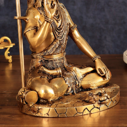 Brass Lord Shiva Statue | 10" enhanced carvings - Budhshiv.com