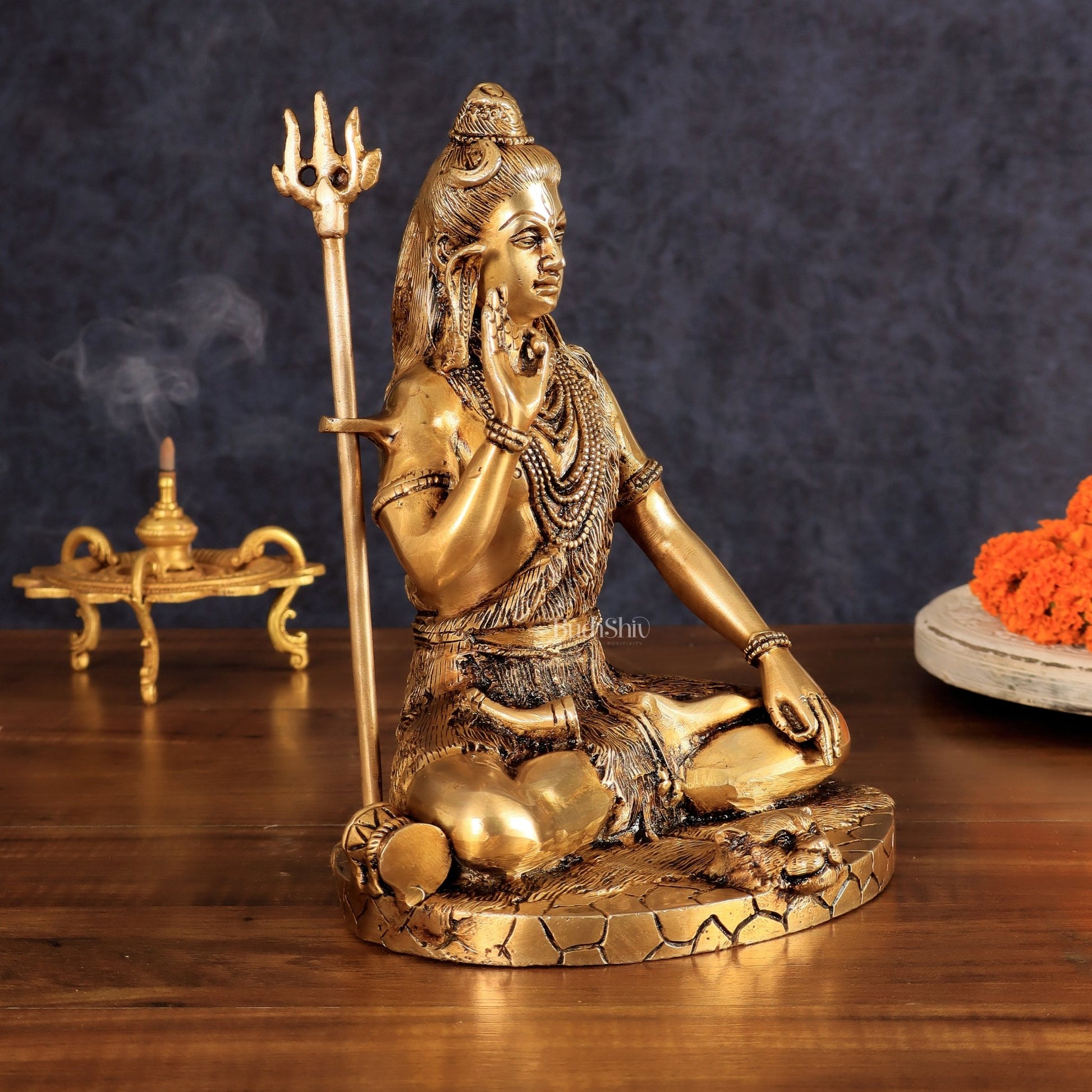 Brass Lord Shiva Statue | 10" enhanced carvings - Budhshiv.com