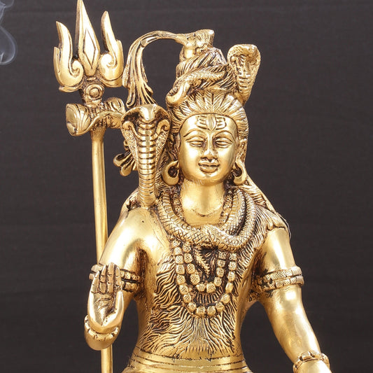 Brass Lord Shiva Statue aashirwad Mudra | Height 10" - Budhshiv.com