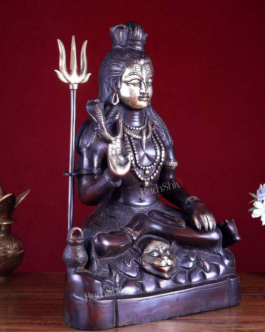 Brass Lord Shiva Statue – Dual Tone 17.5 inch - Budhshiv.com
