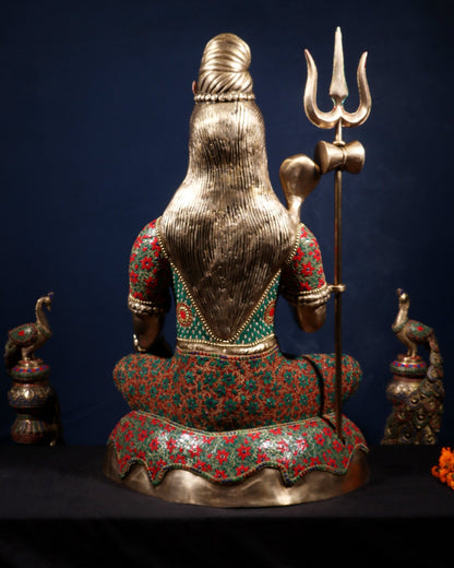 Brass Lord Shiva Statue in Aashirwaad Mudra - 36" - Budhshiv.com