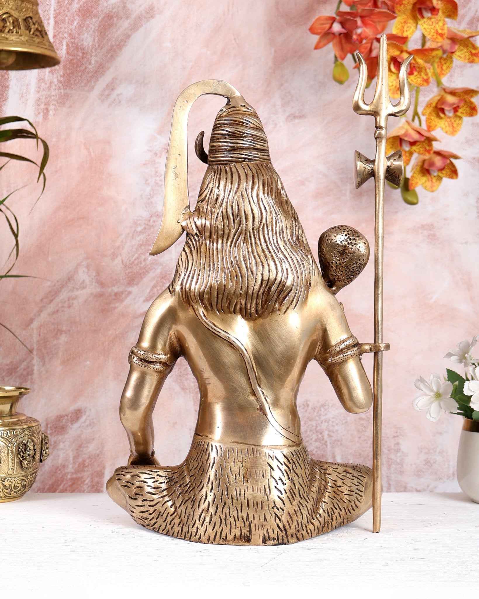 Brass Lord Shiva Statue – Sharp Features Handcrafted Divine Sculpture (16 Inches) - Budhshiv.com