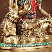 Brass lord Shiva with nandi 9 " - Budhshiv.com