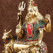 Brass lord Shiva with nandi 9 " - Budhshiv.com
