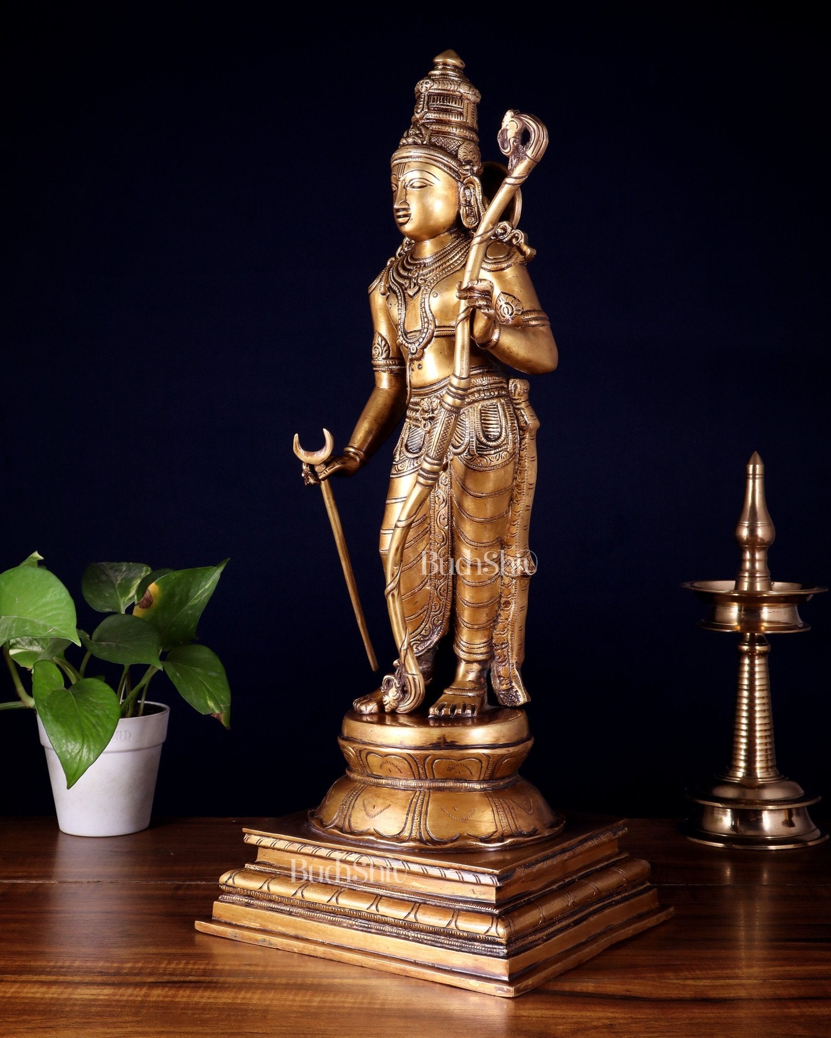 Brass Lord Shri Ram Statue – 21 Inches Tall - Budhshiv.com