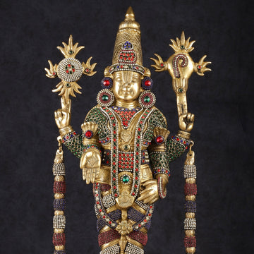 Brass Lord Tirupati Balaji Venkateshwara Swamy idol | 24 inch - Budhshiv.com