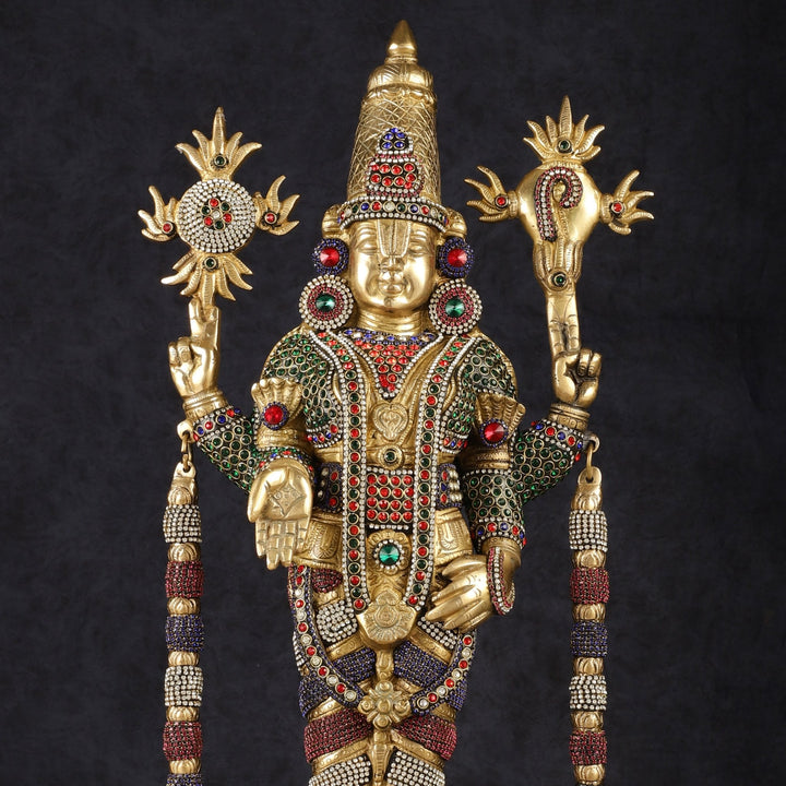 Brass Lord Tirupati Balaji Venkateshwara Swamy idol | 24 inch - Budhshiv.com