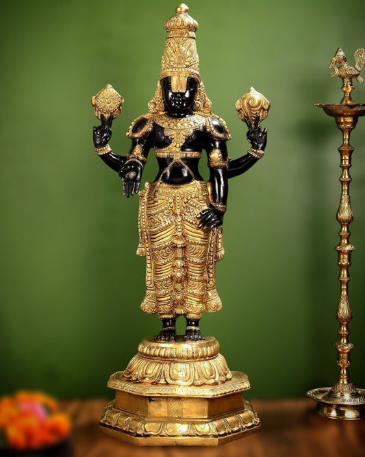 Brass Lord Venkateshwara swamy Tirupati Balaji Statue 40" - Budhshiv.com