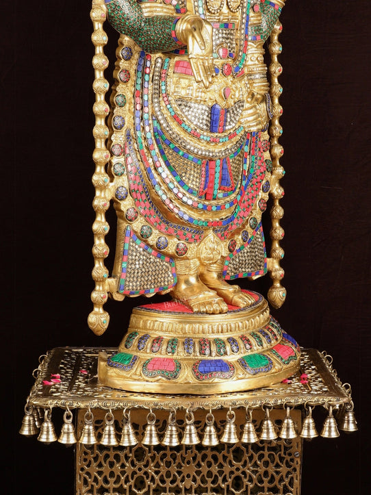 Brass Lord Venkateshwara Swamy Tirupati Balaji statue with Brass Pedestal 59" - Budhshiv.com