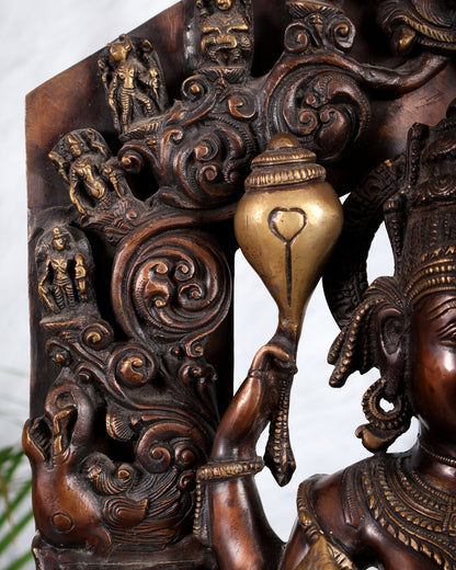 Brass Lord Vishnu Superfine Statue 29" with dashavatar Prabhavali - Budhshiv.com