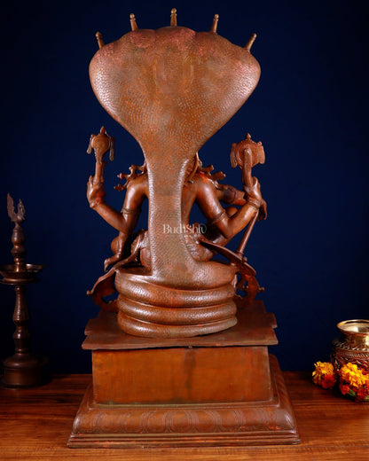 Brass Lord Vishnu with Sheshanaag & Hanuman – 29” Chola Bronze Layered - Budhshiv.com