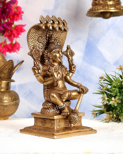 Brass Lord Vishnu with Sheshanaag Idol 9 inch - Budhshiv.com