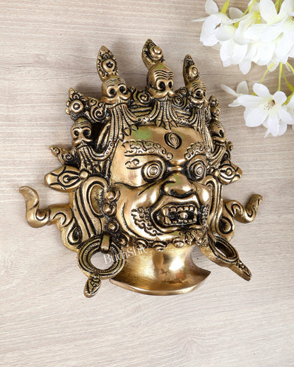 Brass Mahakaal Jambala Face Wall Hanging – Sacred Protective Mask (20.5 CM, 1.52 KG) - Budhshiv.com