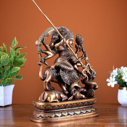 Brass Mahishasur Mardini Durga Statue 14 inch - Budhshiv.com