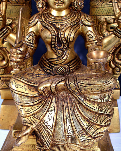 Brass Mariamman Goddess Idol with Prabhavali 17.5 inch - Budhshiv.com