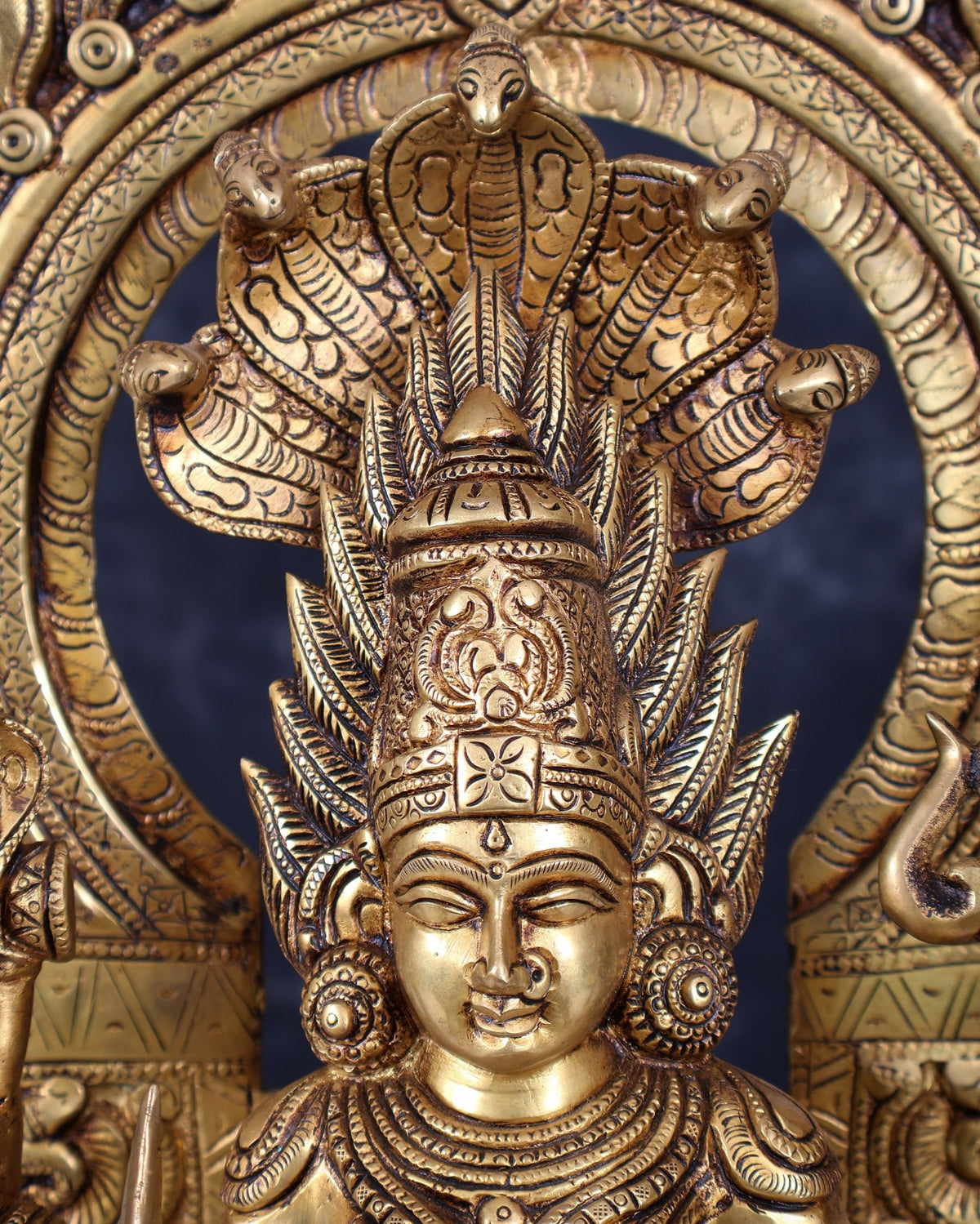 Brass Mariamman Goddess Idol with Prabhavali 17.5 inch - Budhshiv.com