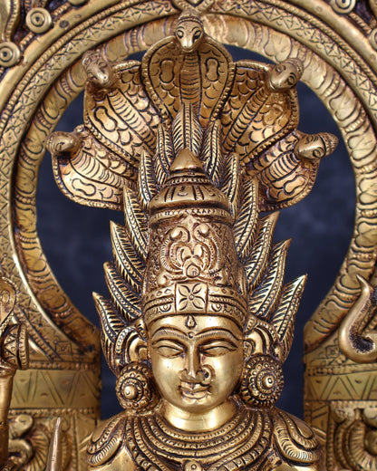 Brass Mariamman Goddess Idol with Prabhavali 17.5 inch - Budhshiv.com