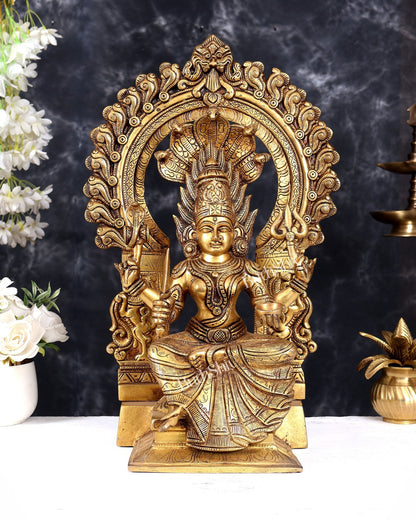 Brass Mariamman Goddess Idol with Prabhavali 17.5 inch - Budhshiv.com