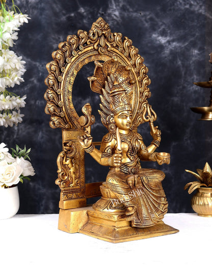 Brass Mariamman Goddess Idol with Prabhavali 17.5 inch - Budhshiv.com