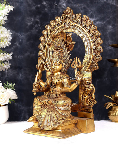 Brass Mariamman Goddess Idol with Prabhavali 17.5 inch - Budhshiv.com