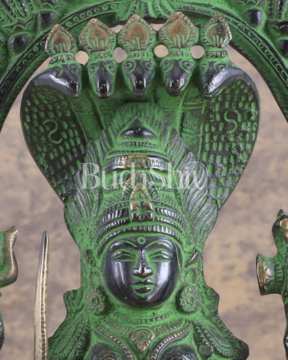 Brass Mariamman Karumariamma Idol | Height: 9.5 inch black and green - Budhshiv.com